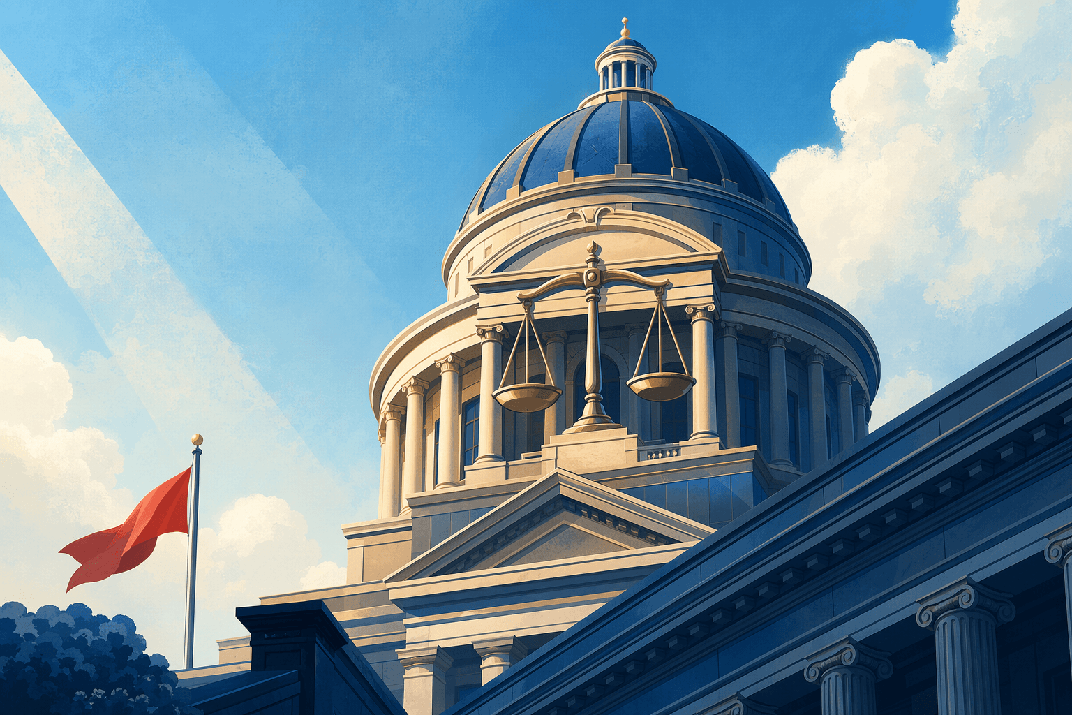 Legal challenge — editorial illustration, Jake Team LLC