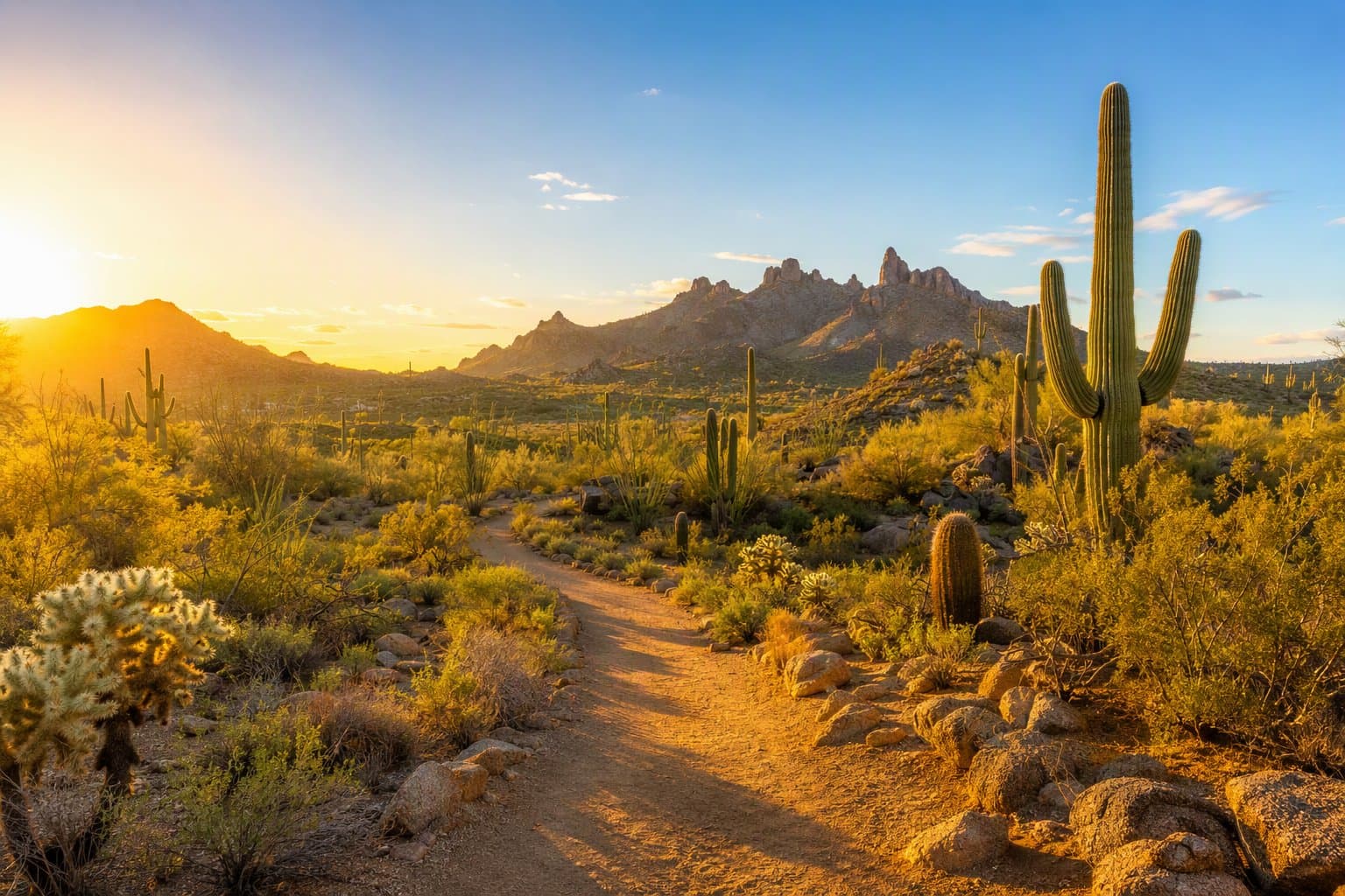 desert trail sunrise - illustration, Jake Team LLC
