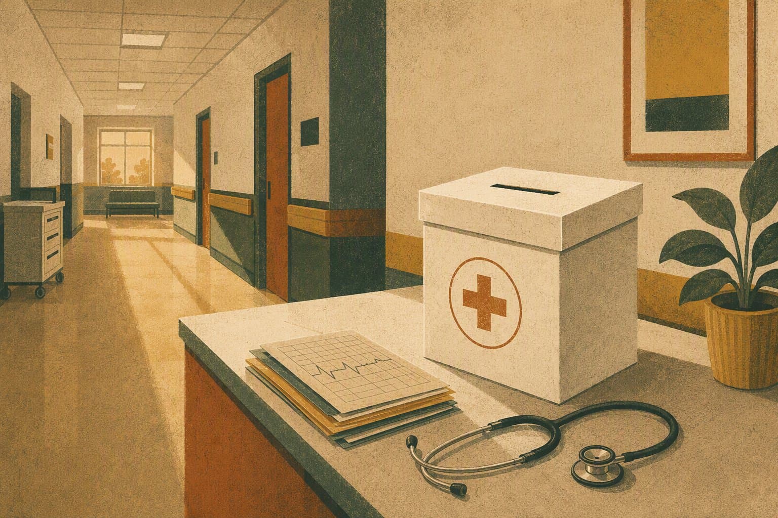healthcare labor vote - illustration, Jake Team LLC