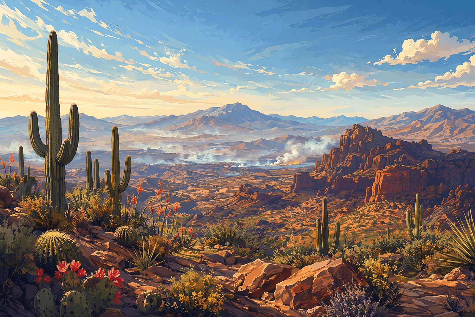 Wildfire containment - illustration, Jake Team LLC