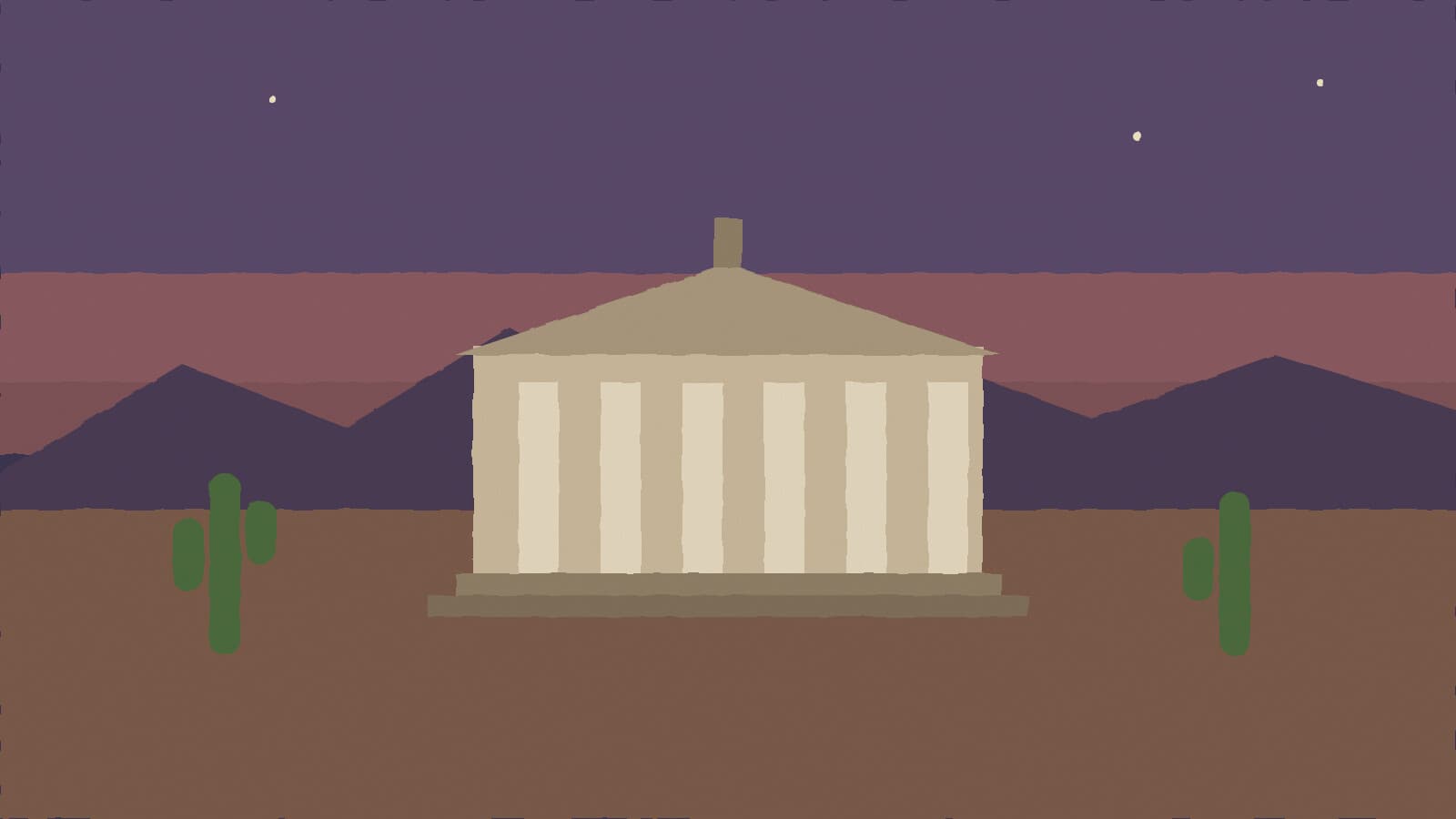 Desert county courthouse at dusk - illustration, Jake Team LLC