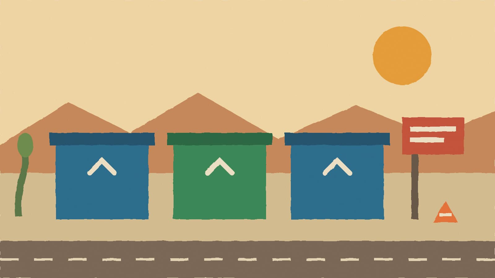 Recycling bins at a drop-off - illustration, Jake Team LLC