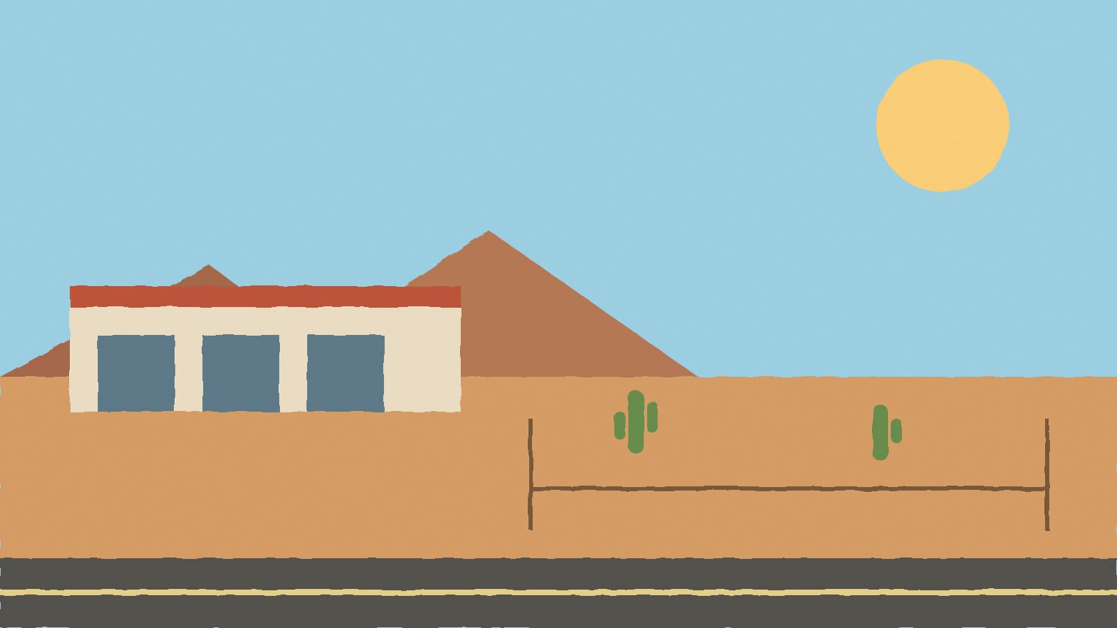 Desert lot by shopping center - illustration, Jake Team LLC