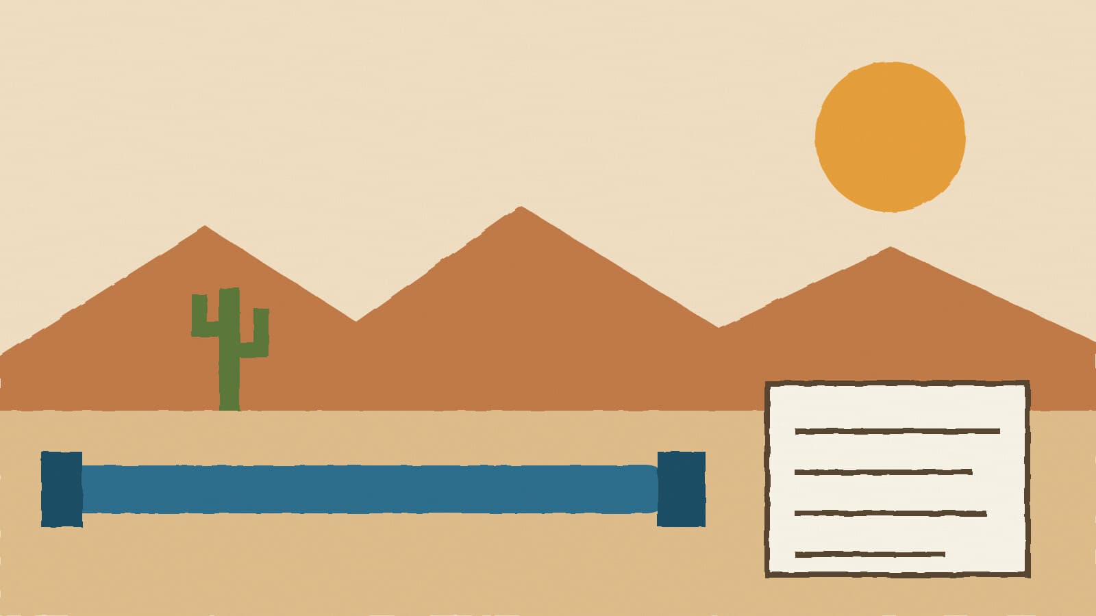 Pipes and ledger in desert - illustration, Jake Team LLC