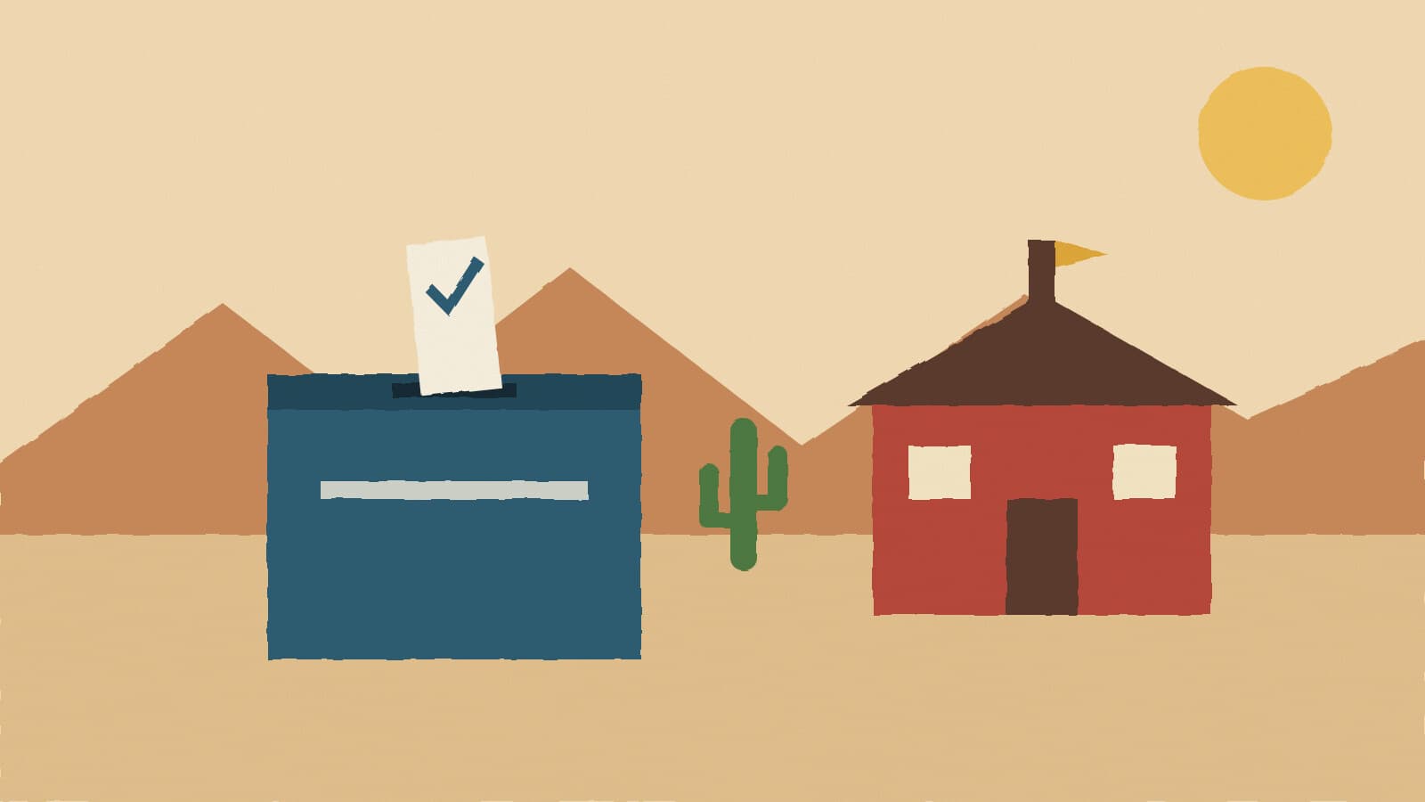 Ballot box and schoolhouse - illustration, Jake Team LLC
