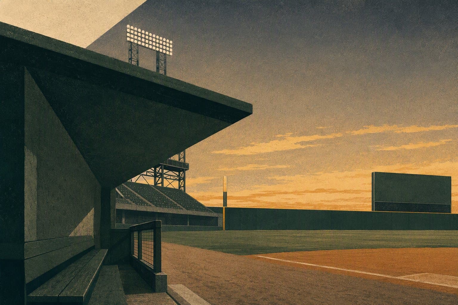 baseball stadium dusk - illustration, Jake Team LLC