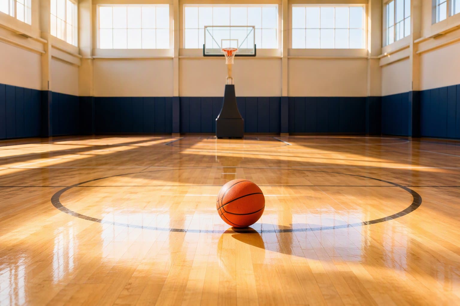 sunlit basketball court - illustration, Jake Team LLC