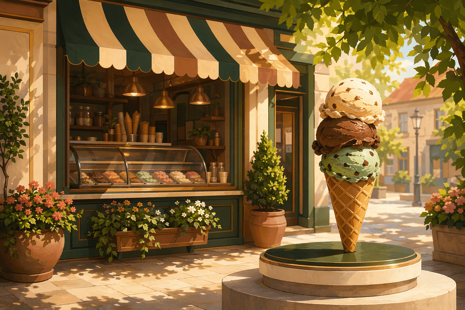 Ice cream shop history - illustration, Jake Team LLC