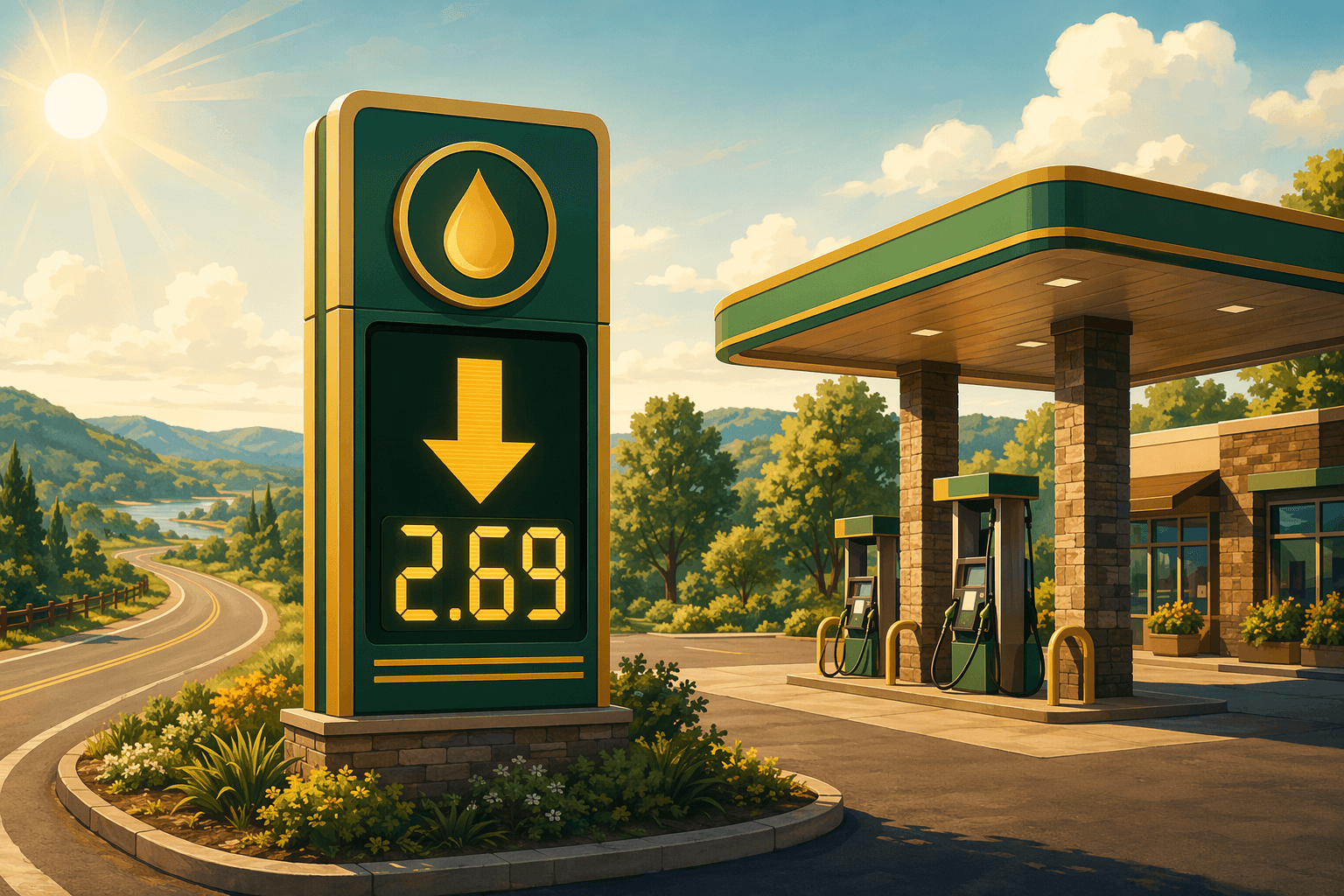 Gas prices drop - illustration, Jake Team LLC