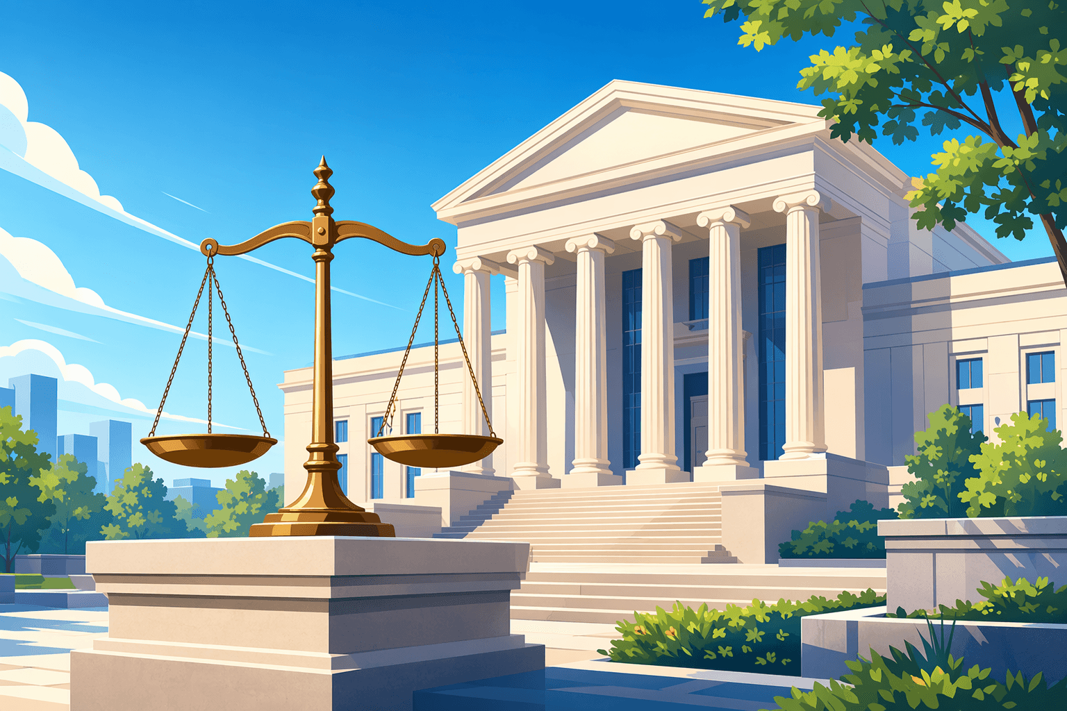 Justice and accountability — editorial illustration, Jake Team LLC