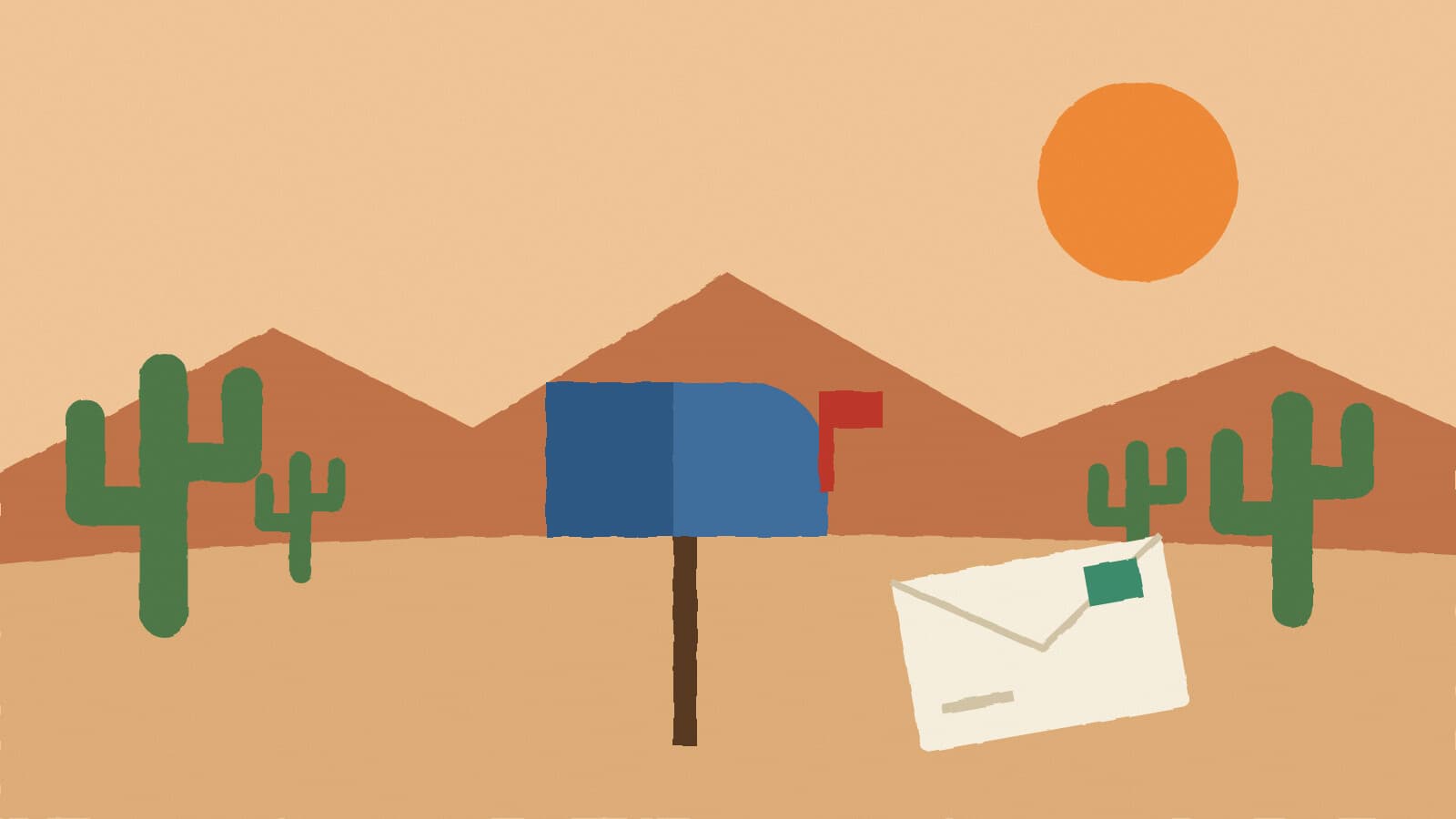 Desert mailbox and ballot envelope - illustration, Jake Team LLC