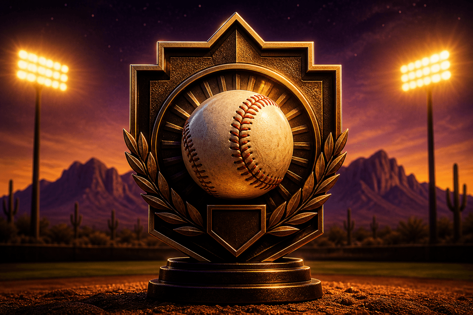 Award-style baseball emblem illustration, no athletes